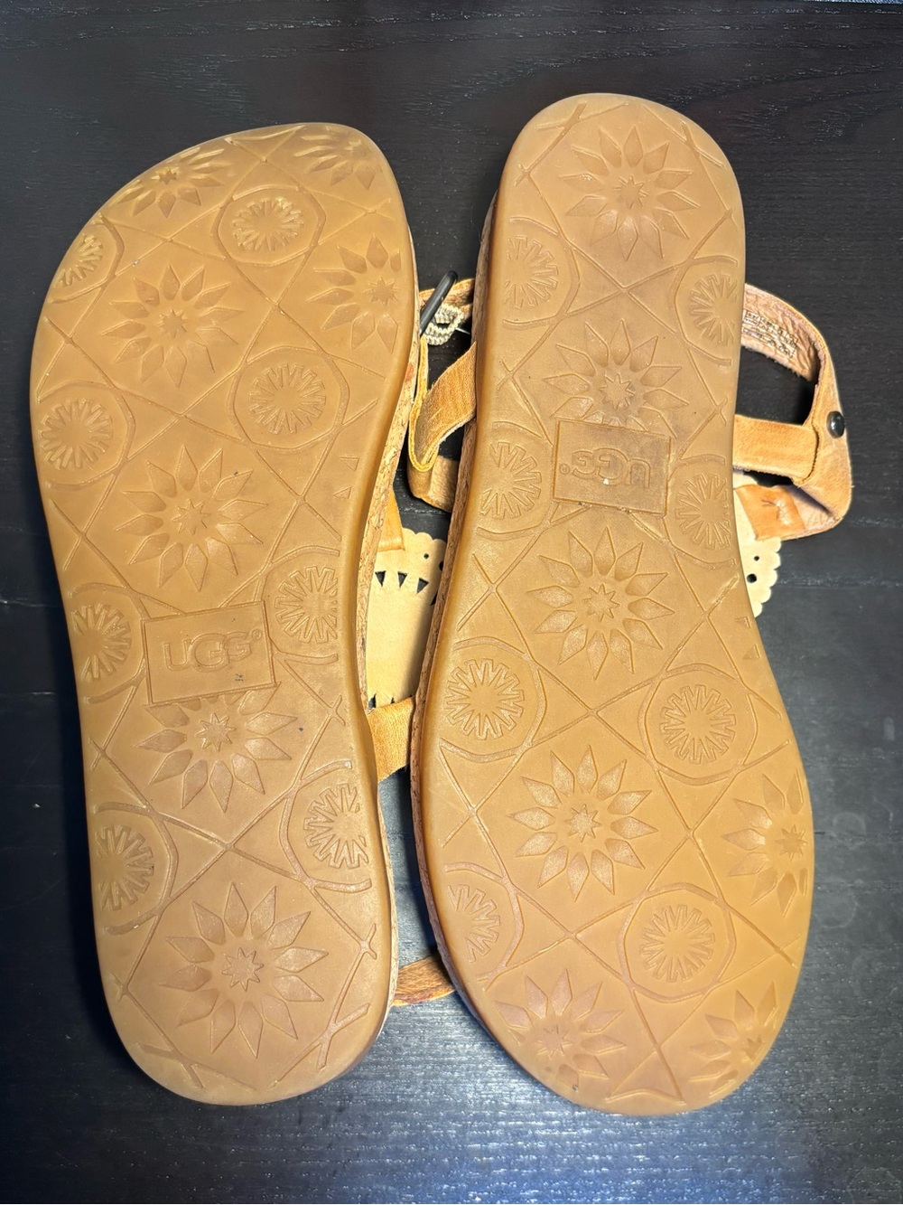 UGG Women's Tan Cork Thong Sandals with Medallion Detail - Picture 10 of 10